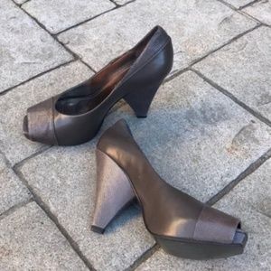 Lovely Ash Gray Vince Camuto Leather Heels